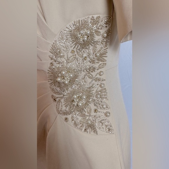 JS Collections Ashley Draped Column Gown in Champagne - Picture 5 of 16